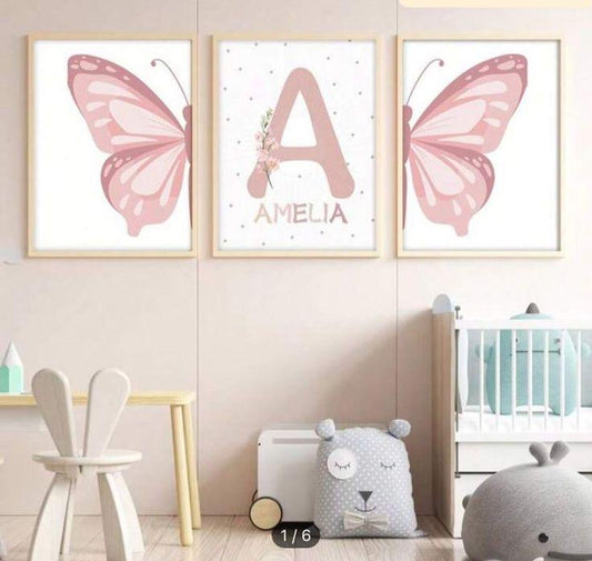 Custom Name - Girl - Pack of 3 framed wall art print — Casa Blend