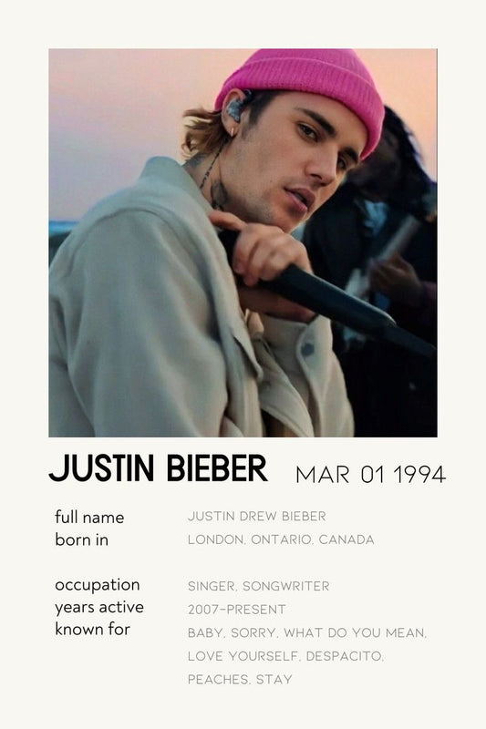 Justin Bieber – Songs Wall Frame