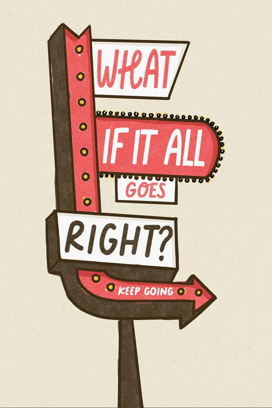 Vintage-style sign with motivational text on a beige background