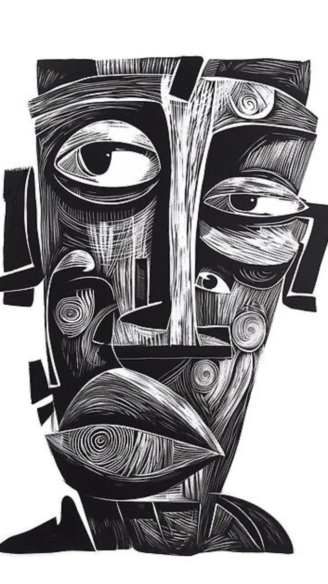 Abstract - Black & White Face Illustration