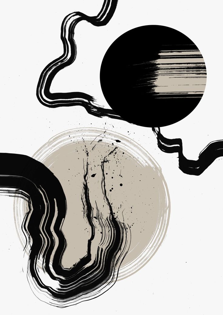 Abstract black and white design on a light gray background