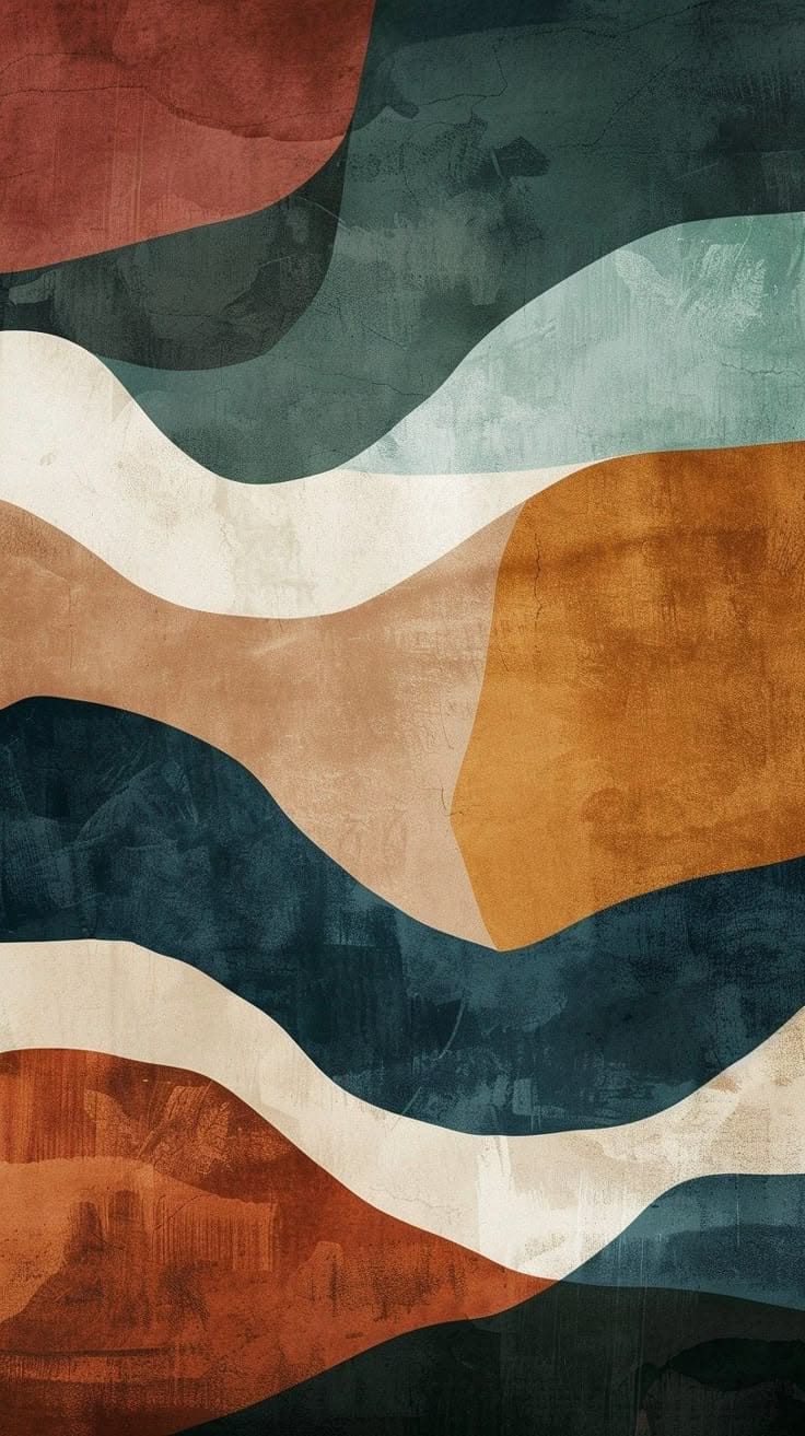 Abstract pattern with wavy lines in various colors on a dark background