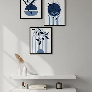 Azure - Trio - Pack of three framed wall art