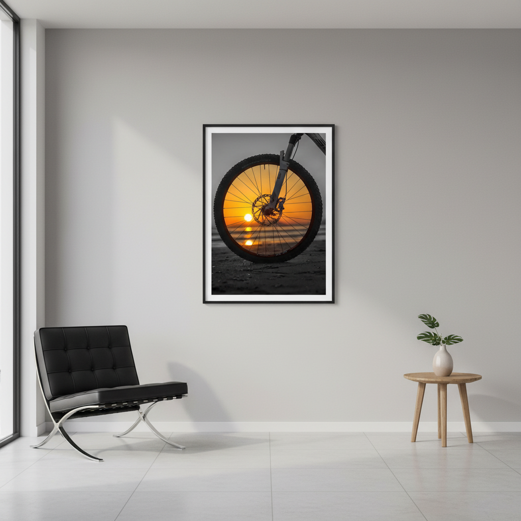 Balance_-_Bicycle_wheel_with_sunset