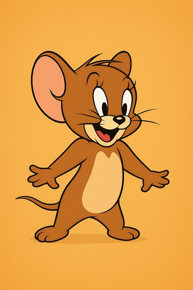 Cartoon mouse character on a yellow background