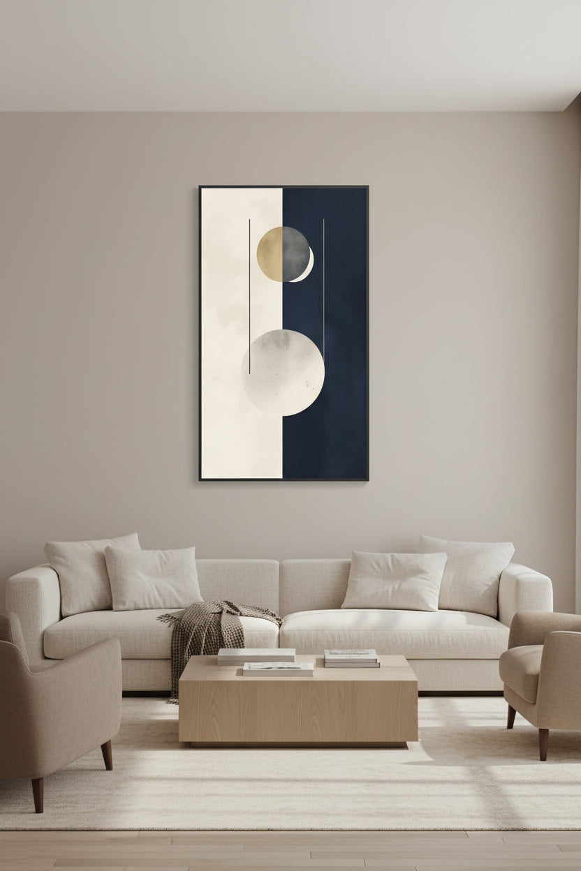 Abstract design with geometric shapes on a two-tone background