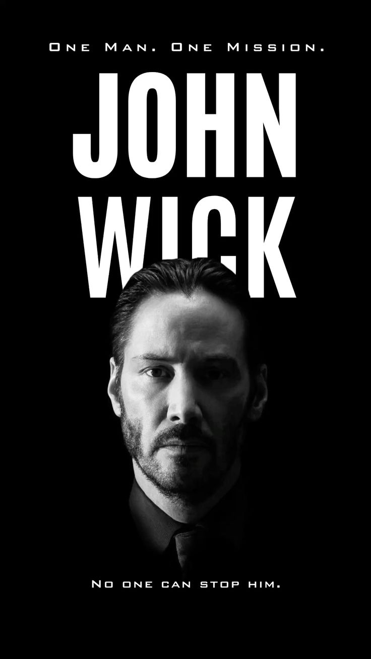 Movie poster for 'John Wick' with a black background and white text.