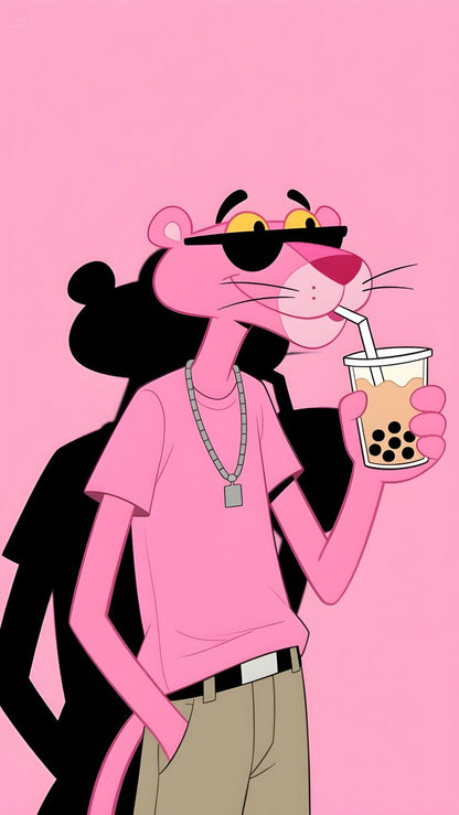 Pink Panther with Shadow framed wall art print — Casa Blend