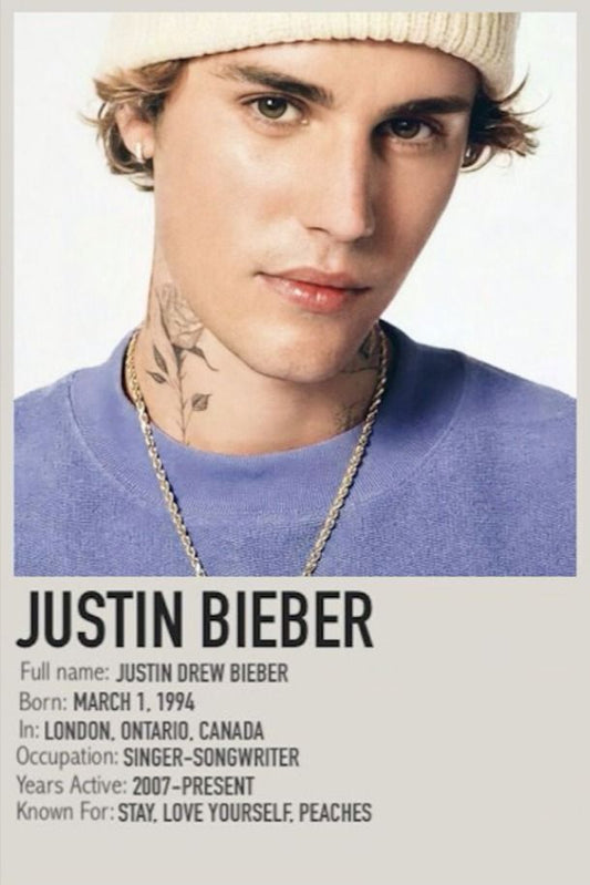 Justin Bieber – Songs Wall Frame