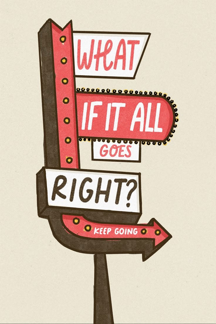Vintage-style sign with motivational text on a beige background