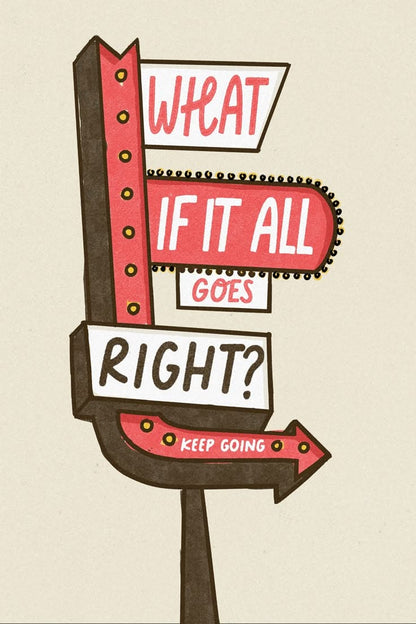 Vintage-style sign with motivational text on a beige background
