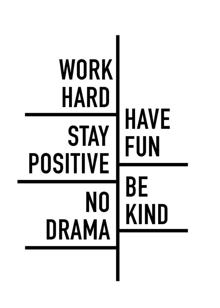 Motivational quote with text 'Work Hard, Stay Positive, Have Fun, Be Kind' on a white background.