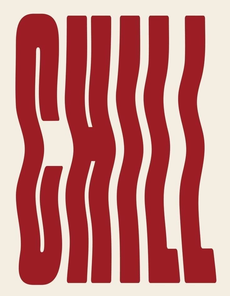 Red text spelling 'CHILL' on a beige background