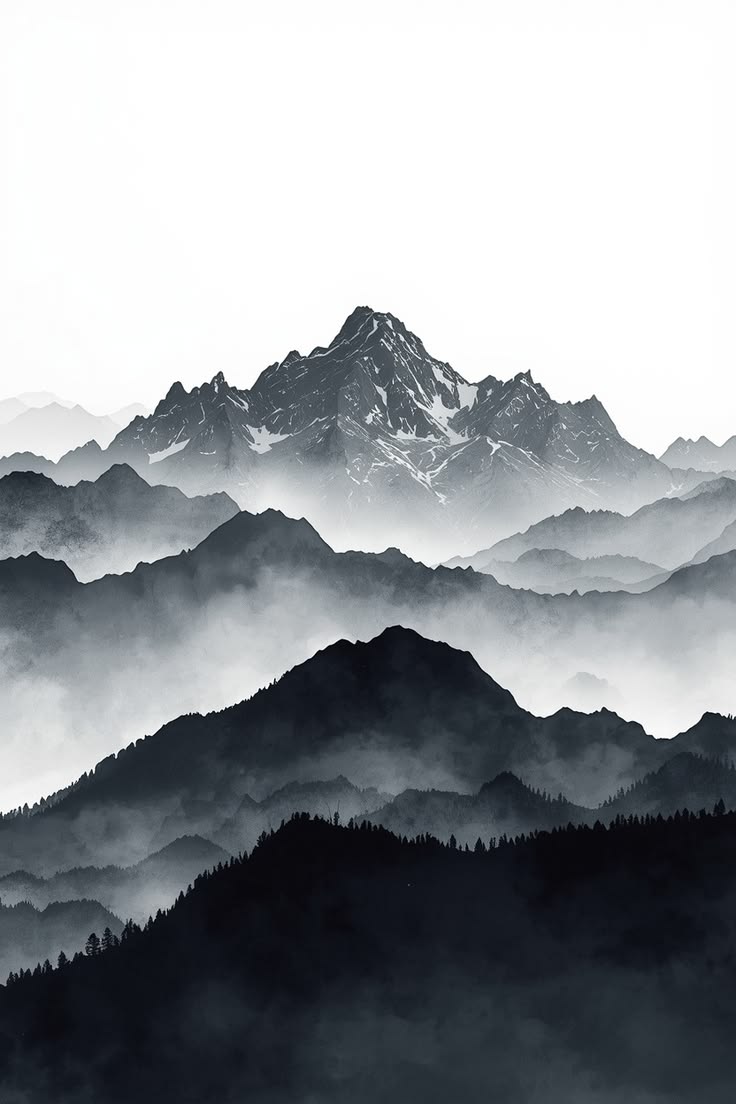Black and White Mountains framed wall art print — Casa Blend