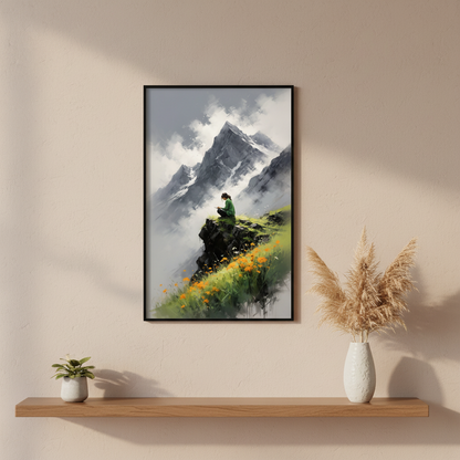 Nature’s Majesty - Girl Sitting on a Cliff