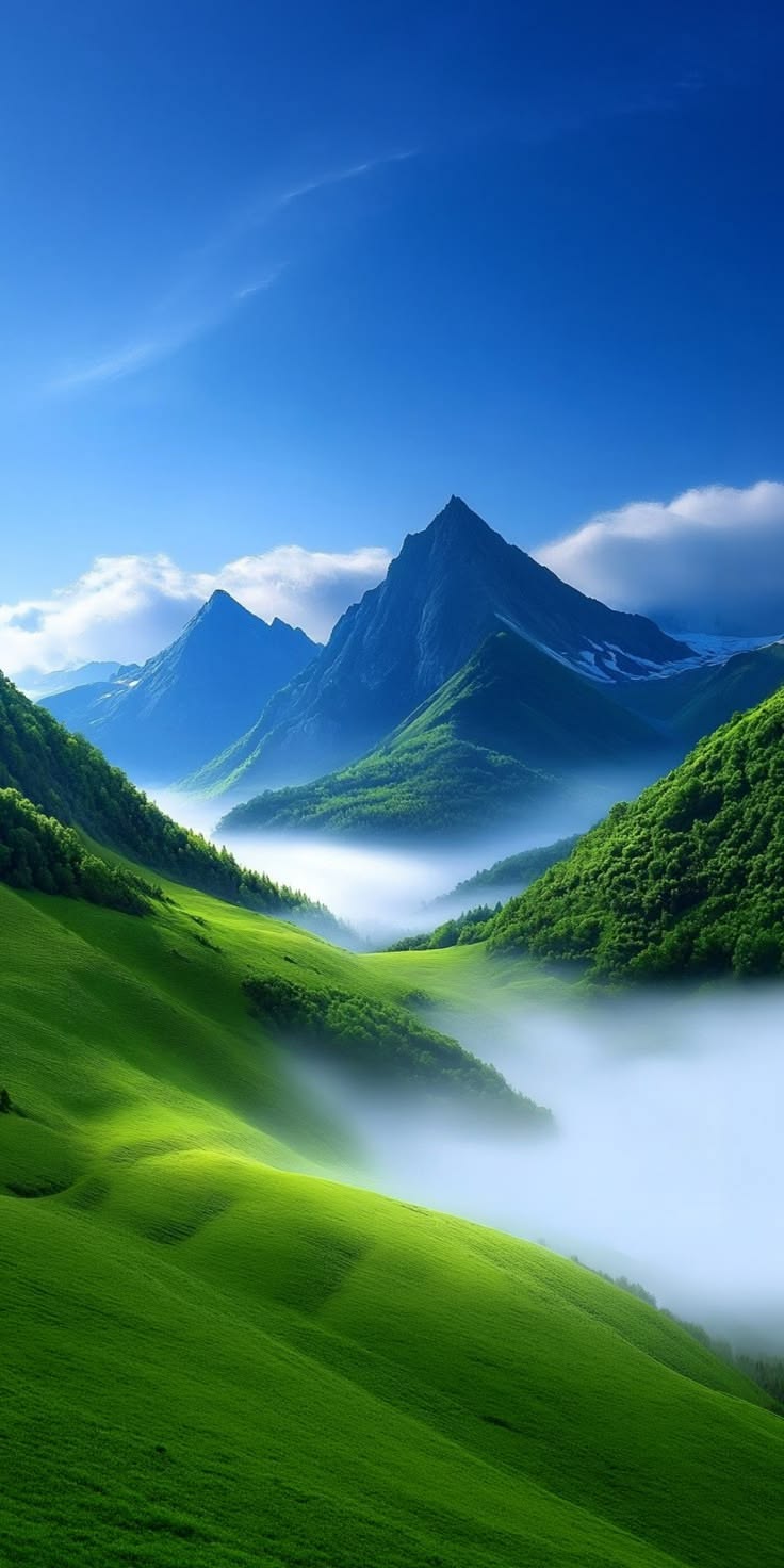 Misty Green Valley framed wall art print — Casa Blend