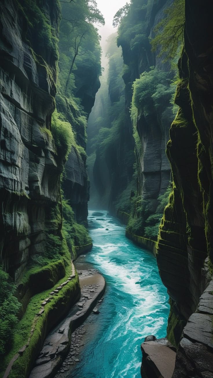 Misty River between Rocks framed wall art print — Casa Blend