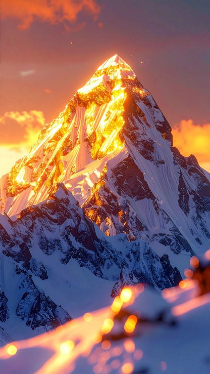 Snowy Mountain Covered with Sunlight framed wall art print — Casa Blend