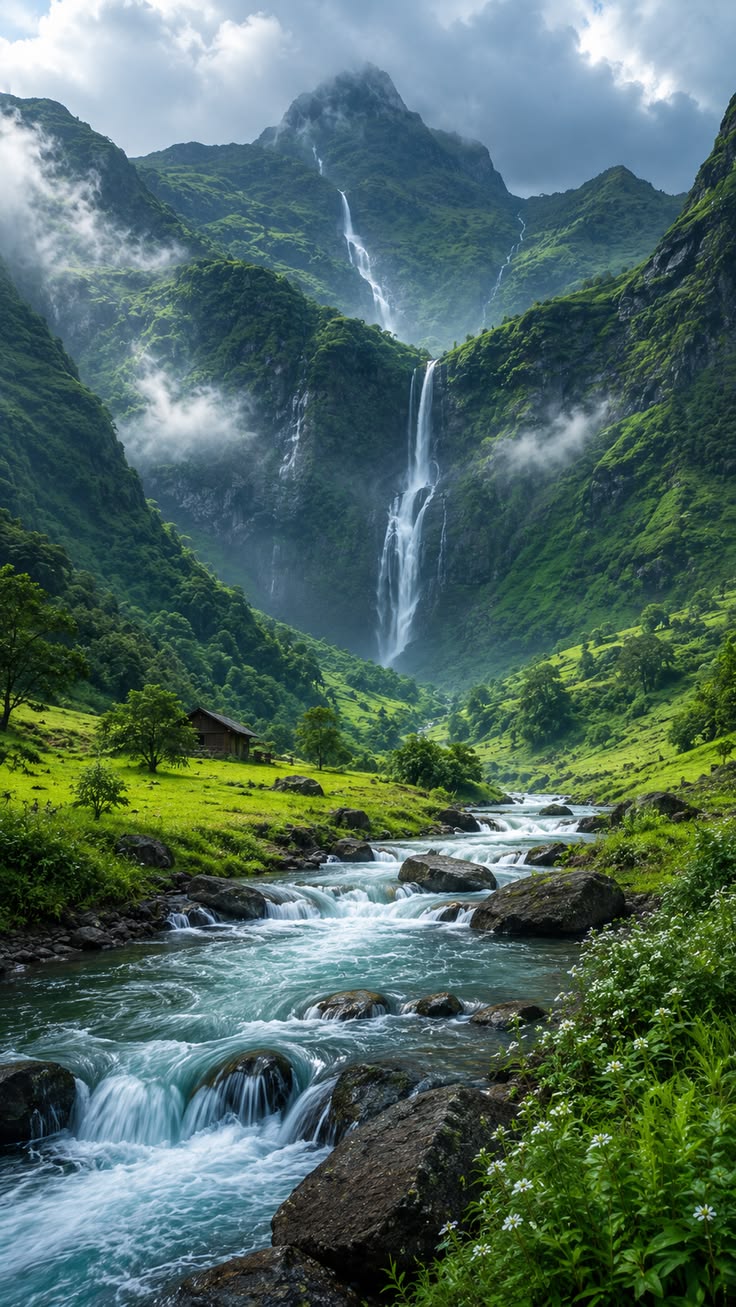 Valley Waterfalls framed wall art print — Casa Blend