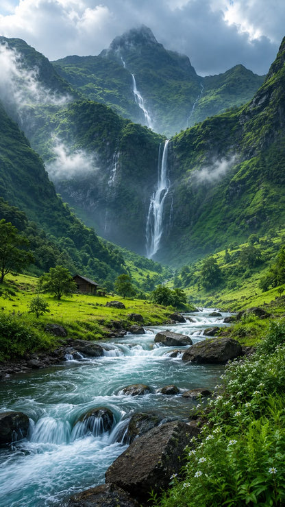 Valley Waterfalls framed wall art print — Casa Blend